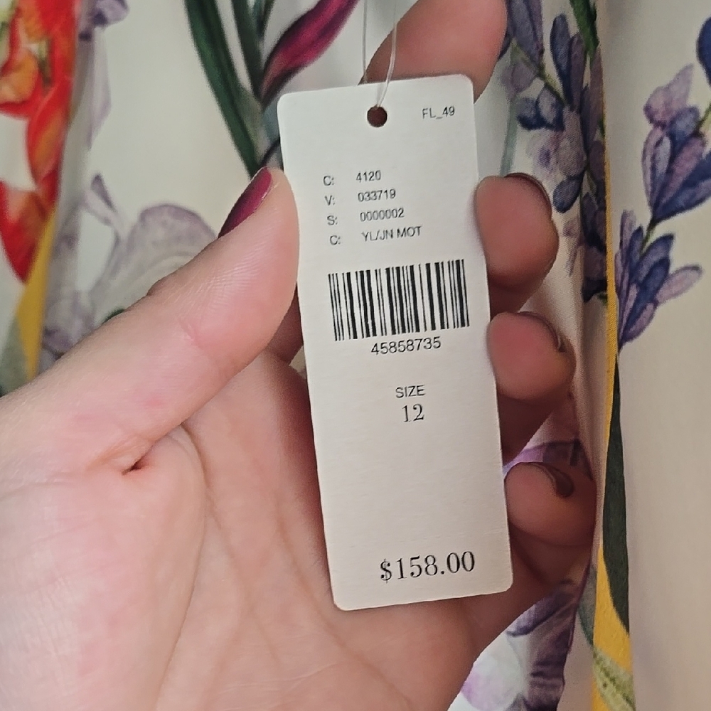 Anthropologie NWT Floral Yellow Maxi Skirt Sz 12 - Picture 4 of 5
